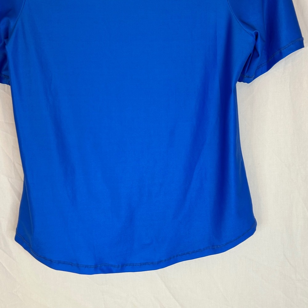 The Bubble Emily Top NWT Women's XS Short Sleeve‎ Scalloped Neck Top Blue - Picture 9 of 11